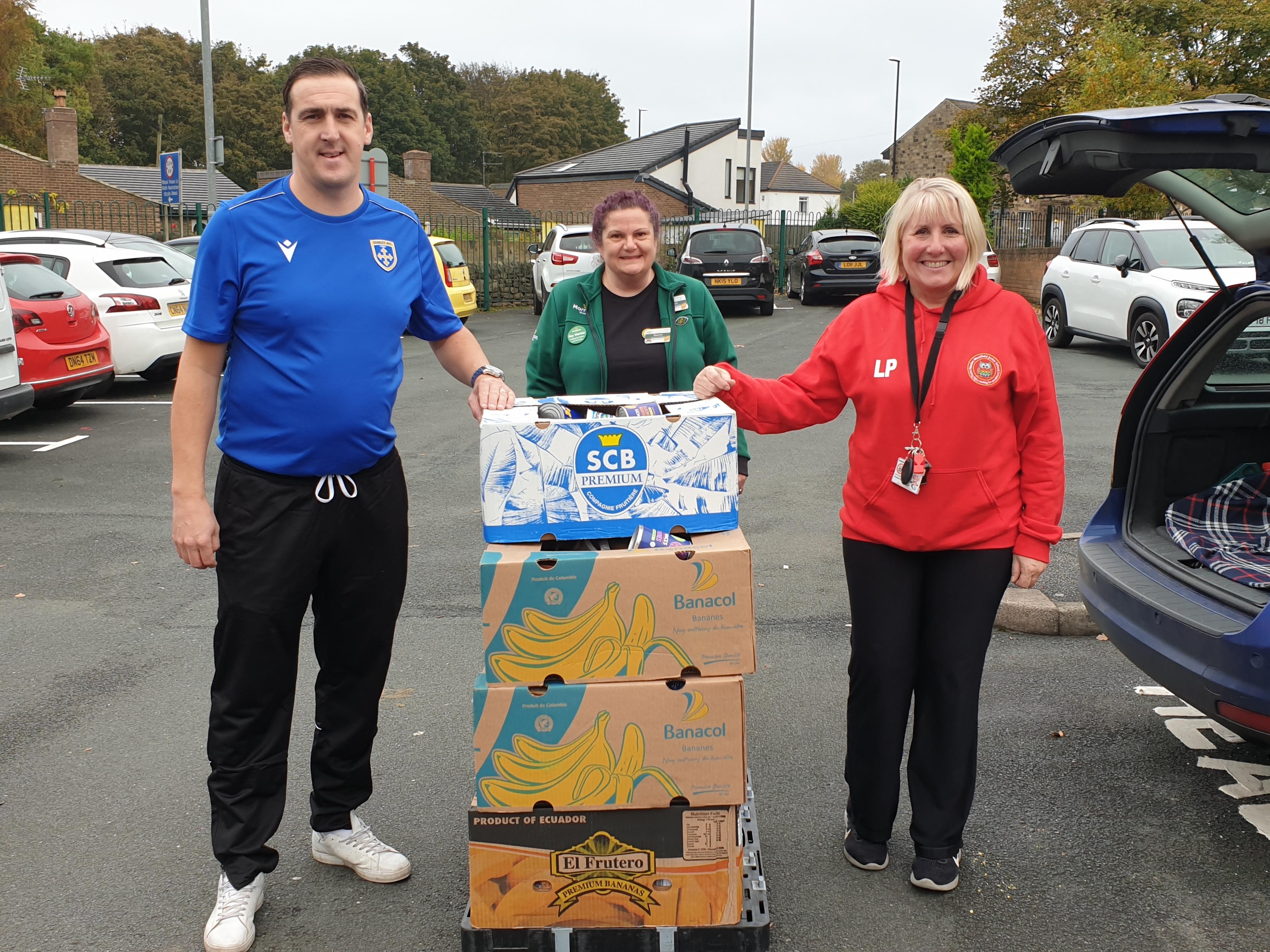 Guiseley Community Football and Morrisons support with food hampers for families. Oct 20.